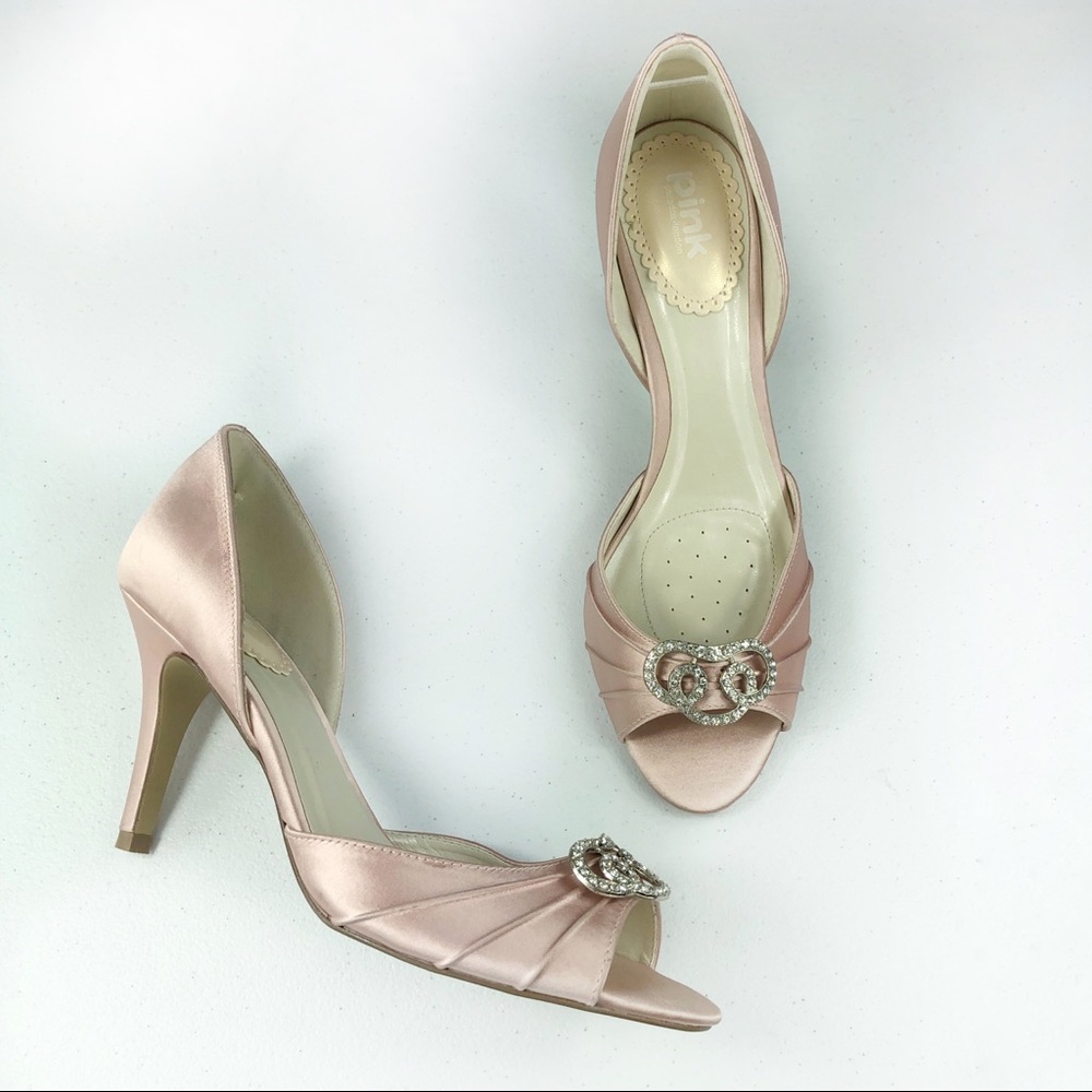 Pink open toe heeled sandals size 6.5